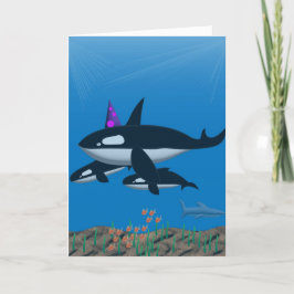 Cartão Ter uma baleia de aniversário