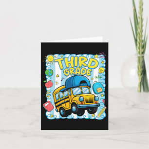 Cartão Terceira Série Preppy de Volta às Aulas Ônibus Esc