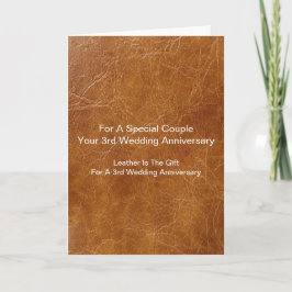 Cartão Terceiro aniversário de casamento de Leather Patte