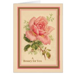 Cartão Terço Santo Católico Rosa Rosa Floral