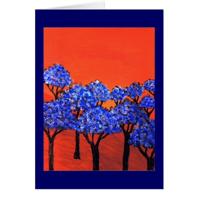 Cartão Terra de árvores azuis (Frente)