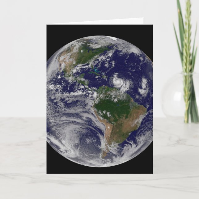 Cartão Terra De cheio Com Tempestades Tropicais No Atlânt (Frente)