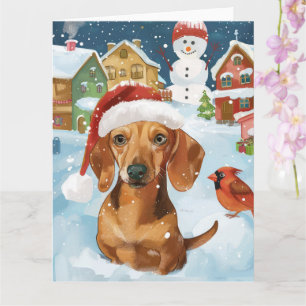 Cartão Terra de Maravilhas de Inverno do Dachshund Alegri