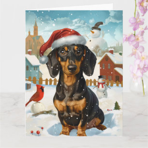 Cartão Terra de Maravilhas de Inverno do Dachshund Alegri