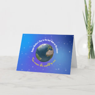 Cartão Terra de novidade do Dia das Mães personalizável