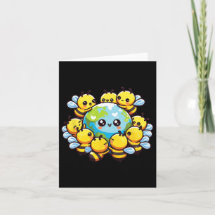 Cartão Terra Mundo Globo Abelha Kawaii Abelhas