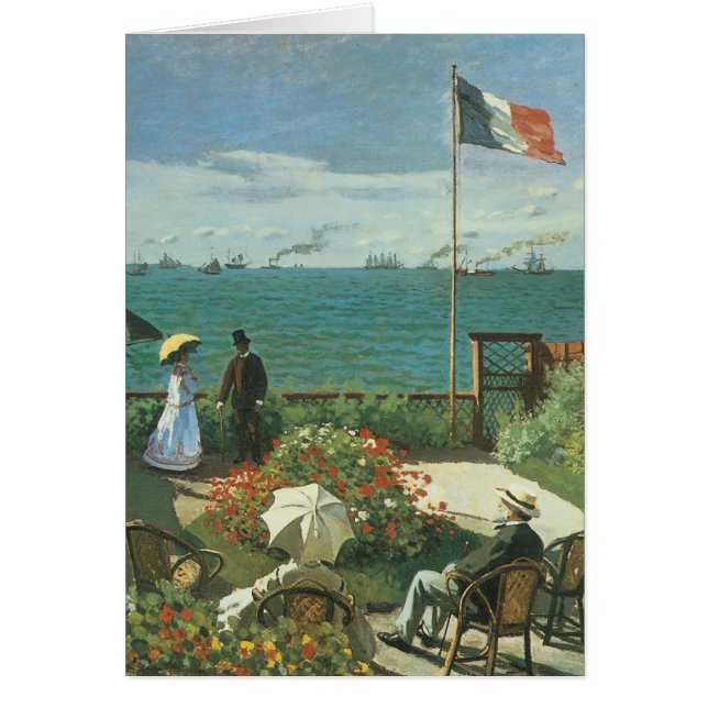 Cartão Terrace no litoral por Claude Monet (Frente)