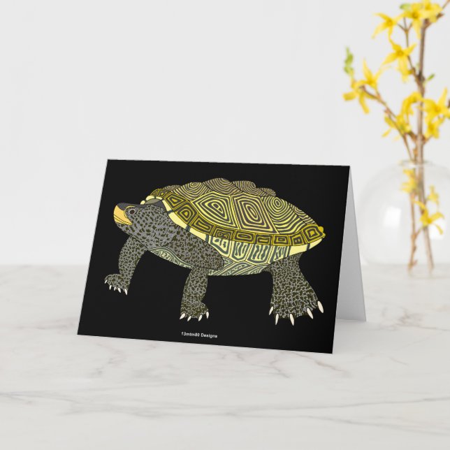 Cartão Terrapin (black) - Greeting Card (Flor Amarela)