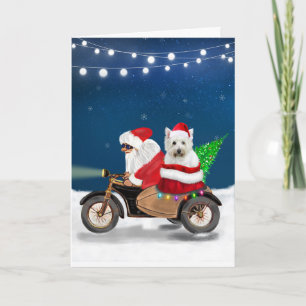 Cartão Terrier Branco do West Highland Natal Papai Noel