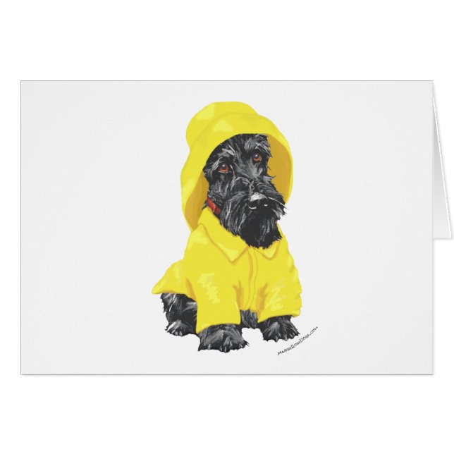 Cartão Terrier Escocês Chuvas de Abril (Frente Horizontal)