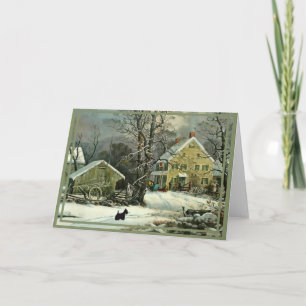 Cartão Terrier Escocês Inverno à Antiga