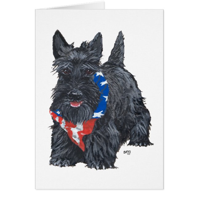 Cartão Terrier Escocês Patriótico (Frente)