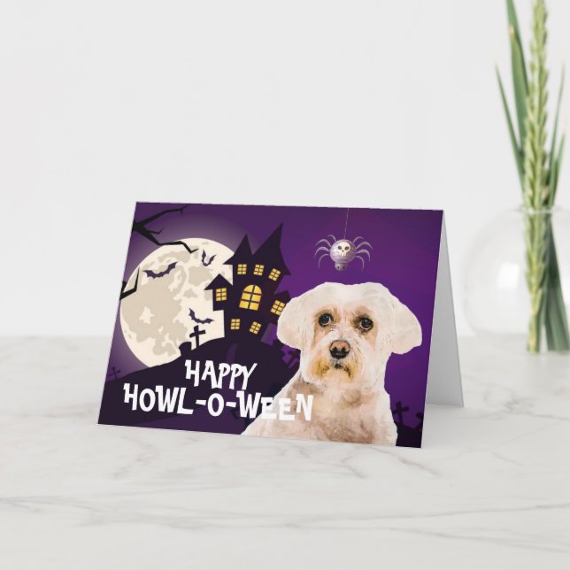 Cartão Terrorífico Maltese Terrier Halloween (Frente)