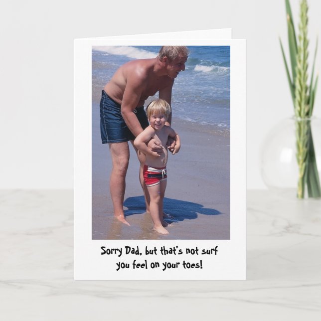 Cartão Testando o surf com pai (Frente)