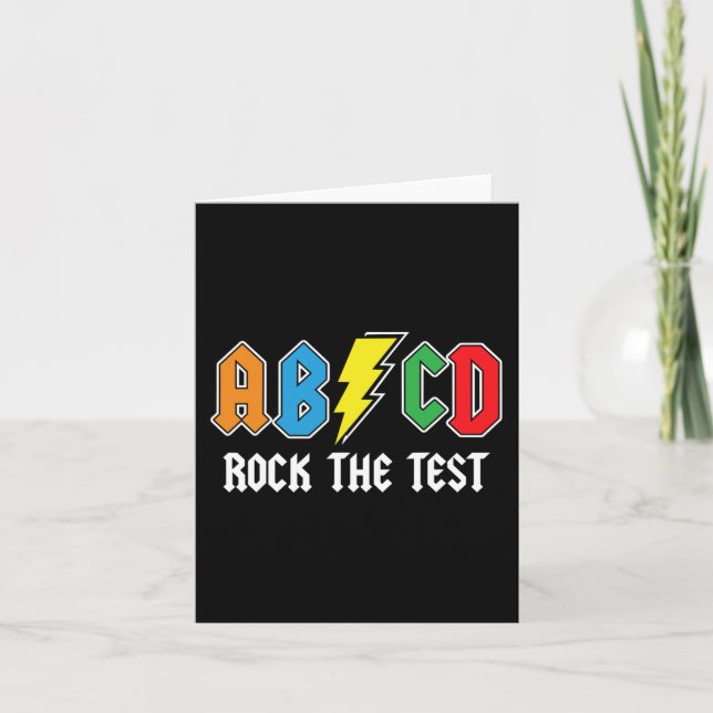 Cartão Testando Retro Abcd Rock O Dia Do Teste Divertido  (Frente)