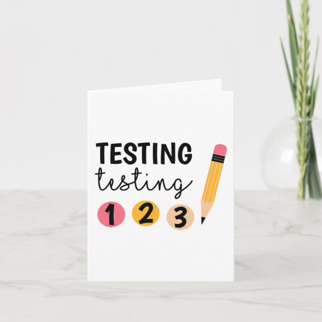 Cartão Teste no dia de teste 1 2 3 Dia de teste do profes (Frente)