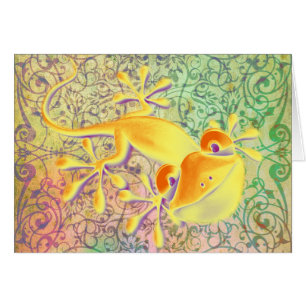 Cartão Teste padrão antigo do ornamento das artes + Geco