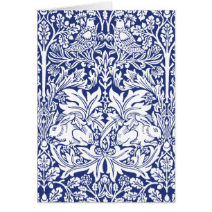 Cartão Teste padrão azul do vintage do coelho do irmão