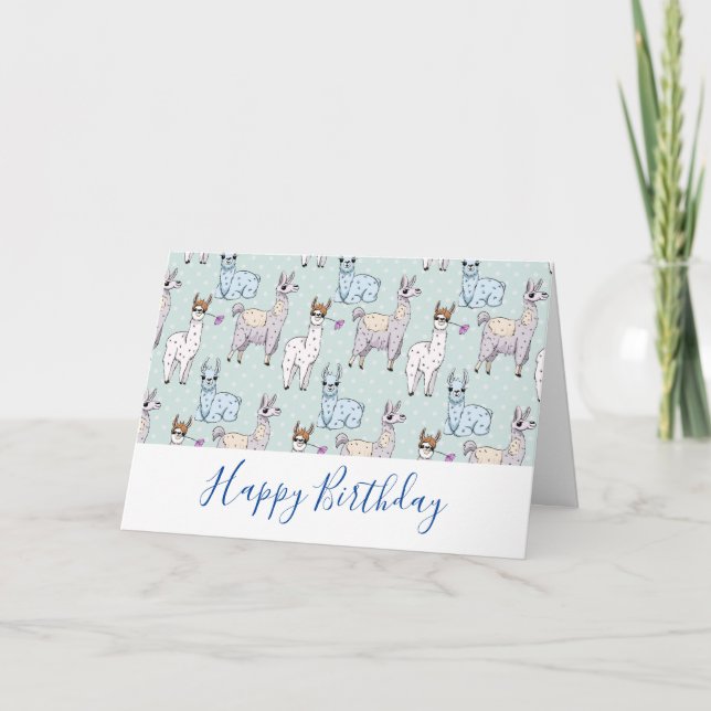 Cartão Teste padrão bonito do lama em bolinhas (Frente)