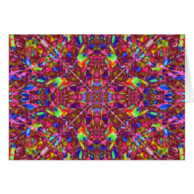 Cartão Teste padrão cor-de-rosa da mandala (Frente Horizontal)