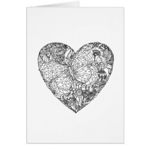 Cartão Teste padrão do coração da borboleta