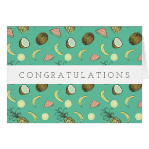 Cartão Teste padrão do Doodle da fruta tropical