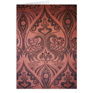 Cartão Teste padrão dos pássaros do amor no couro