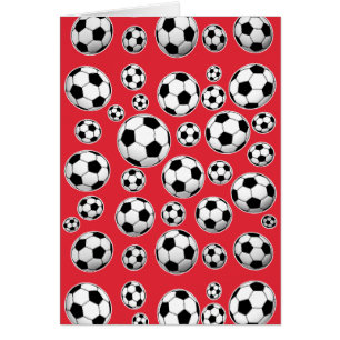 Cartão Teste padrão engraçado vermelho da bola de futeb