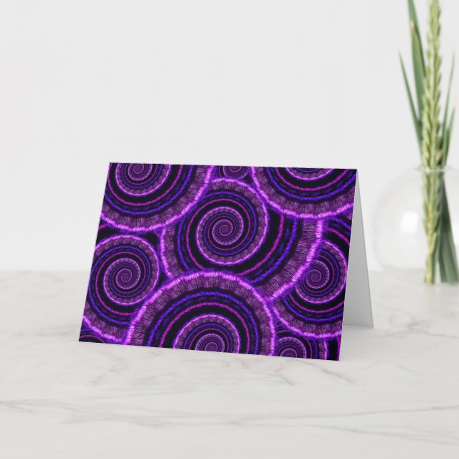 Cartão Teste padrão espiral roxo da arte do Fractal (Frente)