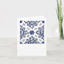 Cartão Teste padrão floral azul e branco do azulejo
