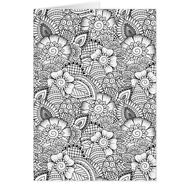 Cartão Teste padrão floral do Doodle (Frente)