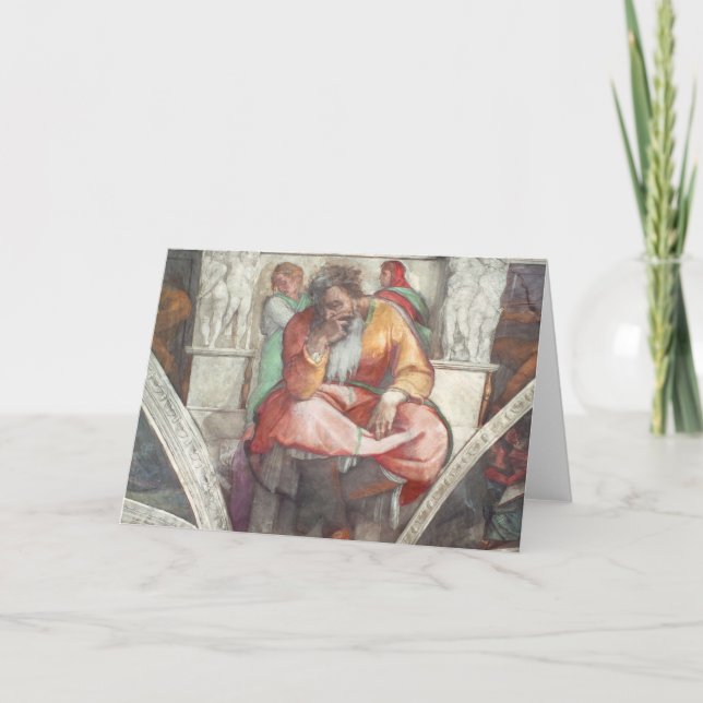 Cartão Teto da capela de Sistine: O profeta Jeremiah (Frente)