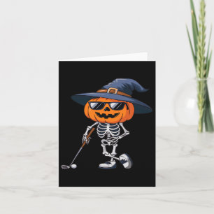 Cartão Teto de Golfe de Skeleton Halloween Pumpkin Golfin