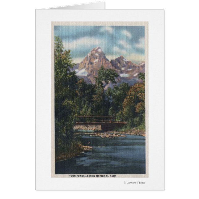 Cartão Teton National Park, WY - Vista de Picos Gêmeos (Frente)