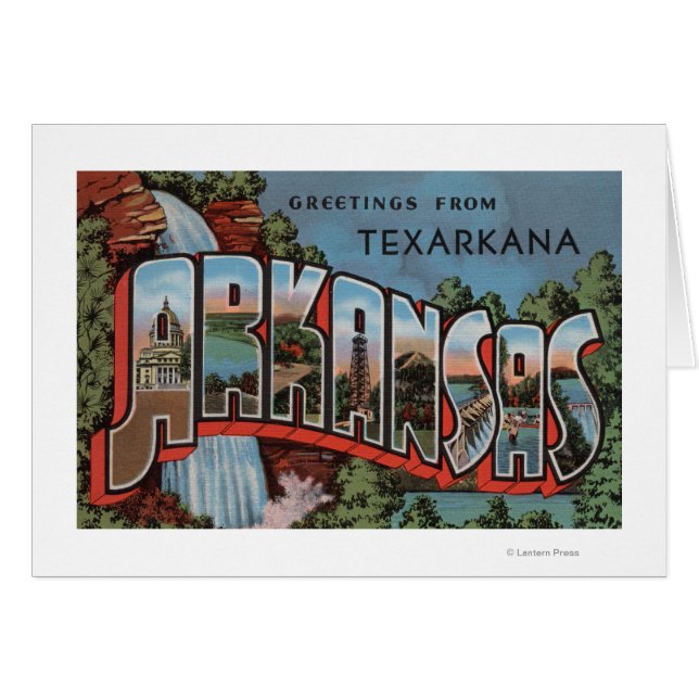 Cartão Texarkana, Arkansas (Cena de Quebra d'Água) (Frente Horizontal)