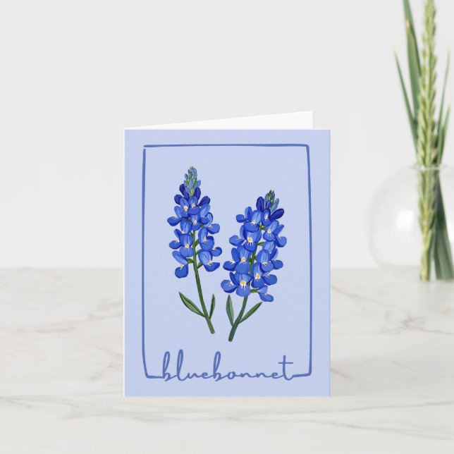 Cartão Texas Bluebonnet Watercolor (Frente)