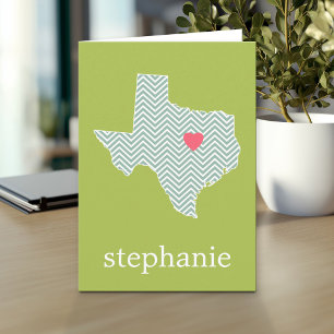 Cartão Texas Love with Custom Heart and Family Name