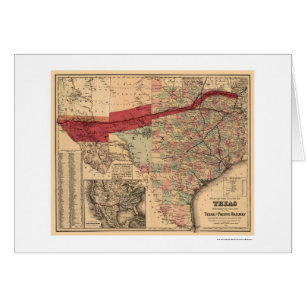 Cartão Texas & mapa pacífico 1873 da estrada de ferro