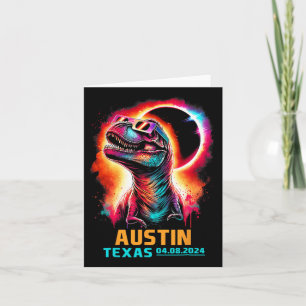 Cartão Texas Total Solar Eclipse 2024 T Rex Dinossaur