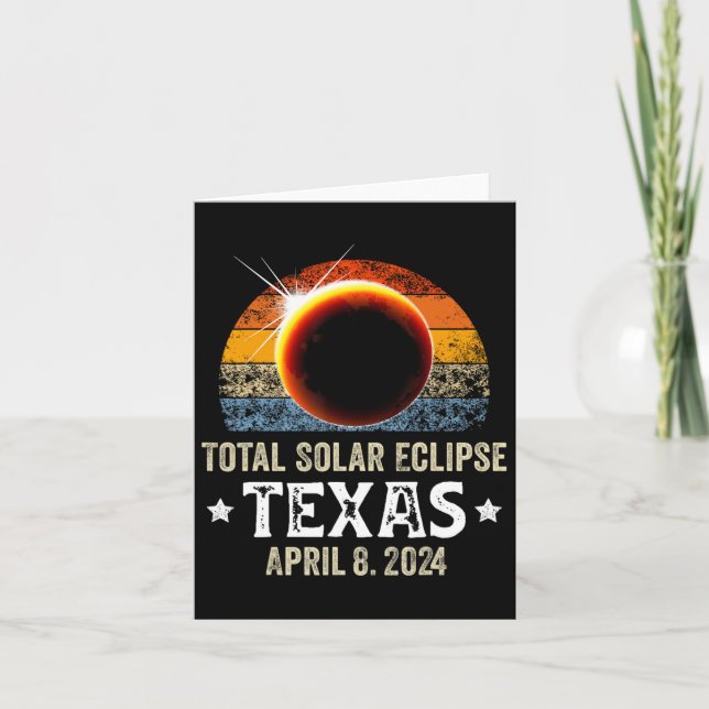 Cartão Texas Total Solar Eclipse 8 de abril de 2024 Texas (Frente)