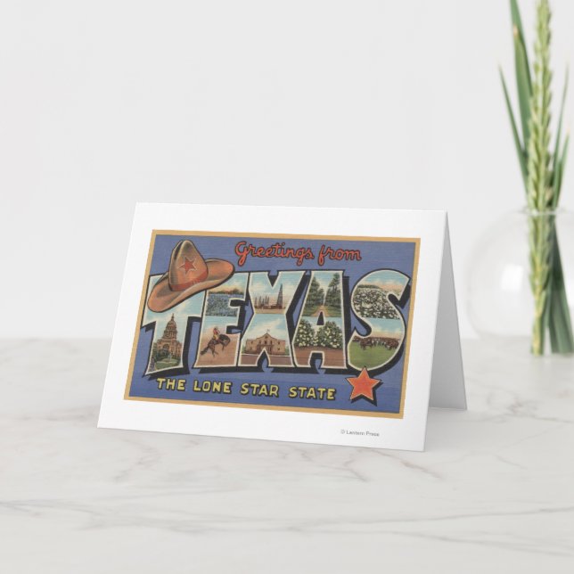 Cartão TexasSaudações Do Estado Da Estrela Solitária (Frente)