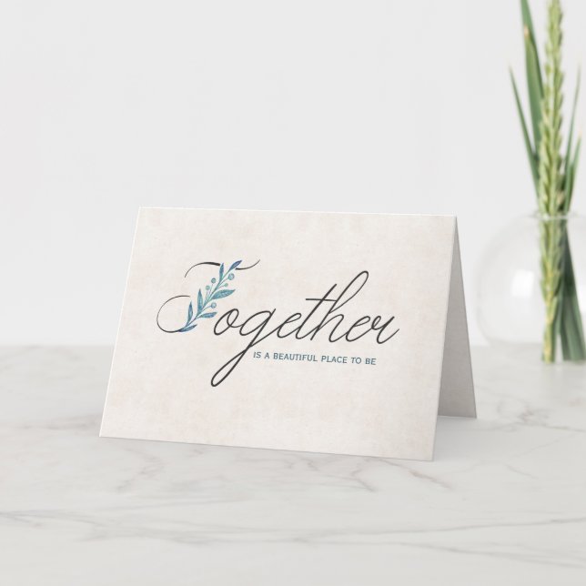 Cartão texto de casamento junto com desenho floral (Frente)