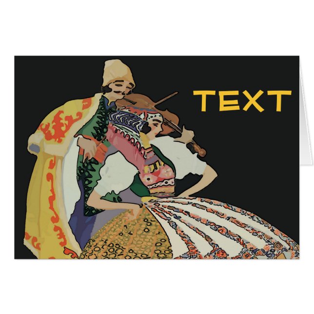 Cartão Texto de edição violino cigano (Frente Horizontal)