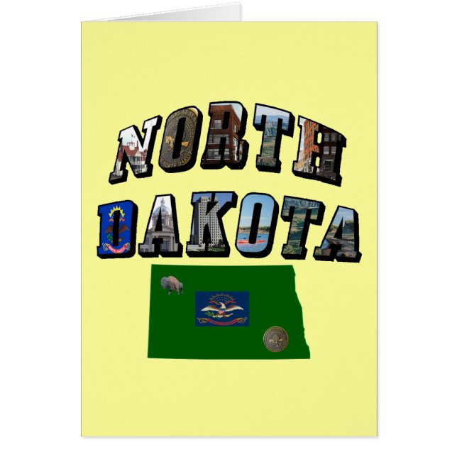 Cartão Texto de Imagem de Dakota do Norte (Frente)