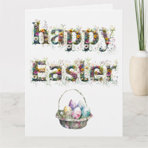 Cartão Texto decorativo do felz pascoa