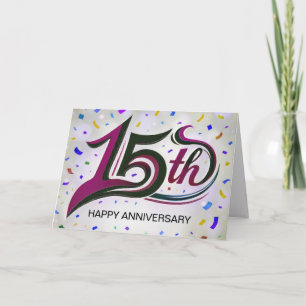 Cartão Texto do Aniversário do 15 com o Partido Confetti