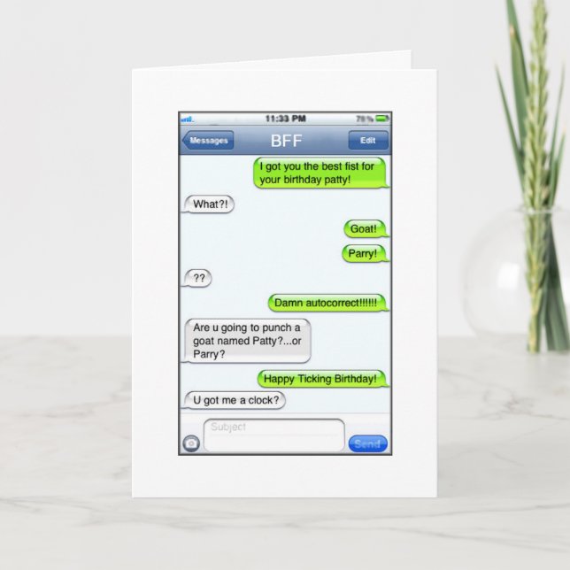 Cartão Texto do aniversário - humor (Frente)