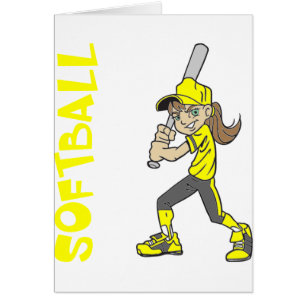 CARTÃO TEXTO DO BASTÃO DA MENINA DO SOFTBALL