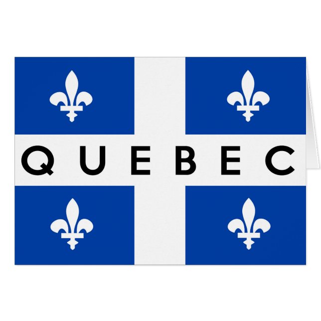 Cartão texto do nome do país da província de quebec flag  (Frente Horizontal)