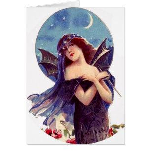 Cartão Texto feericamente da senhora Vintage Arte Nouveau